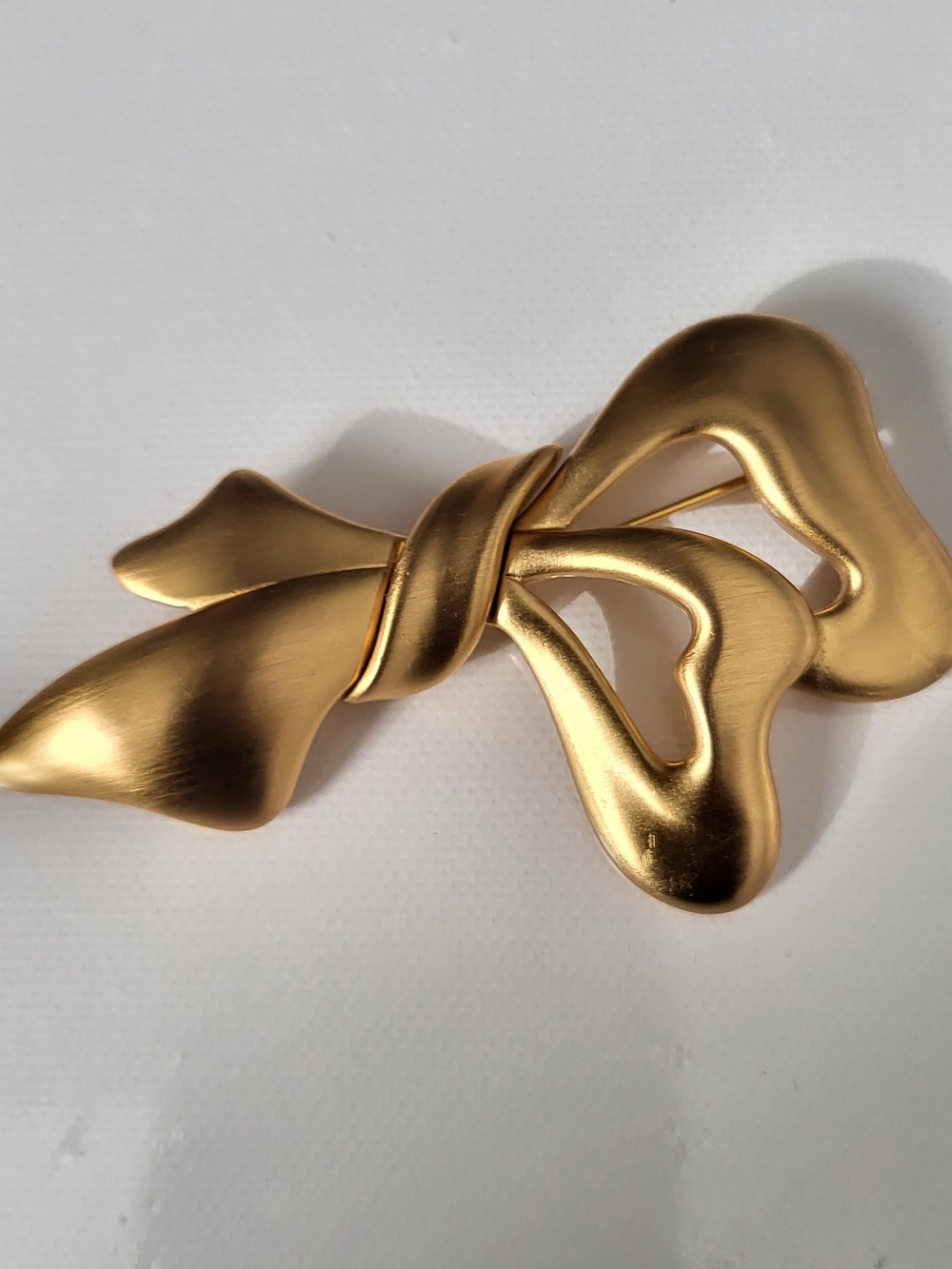 Vintage Monet Gold Heart Bow Brooch